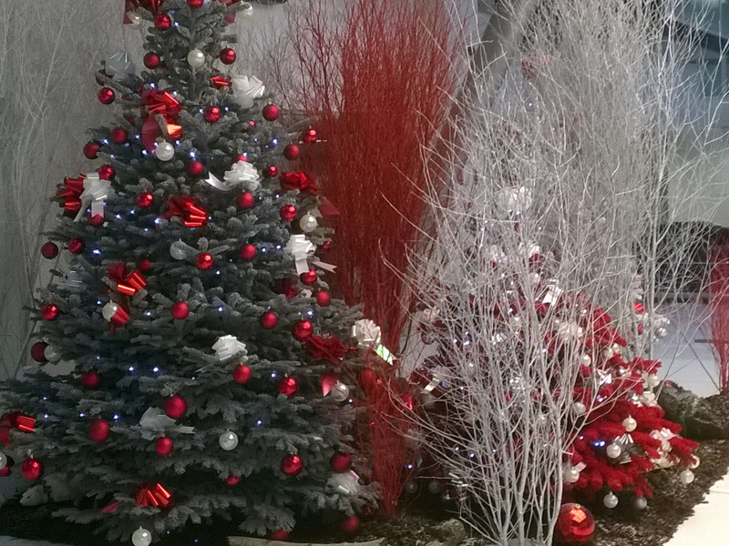 deco sapin argent et rouge