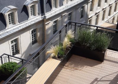 Réalisation d’un jardin RDC et terrasses pour un immeuble de bureaux / 75008 PARIS