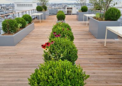 Aménagement des terrasses et patios suite à la réhabilitation d’un immeuble de Bureau / Rue de Madrid – 75008